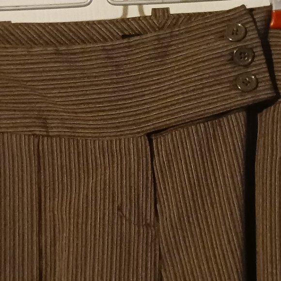Sz 10 Larry Levine Brown Striped Pants - Picture 2 of 9